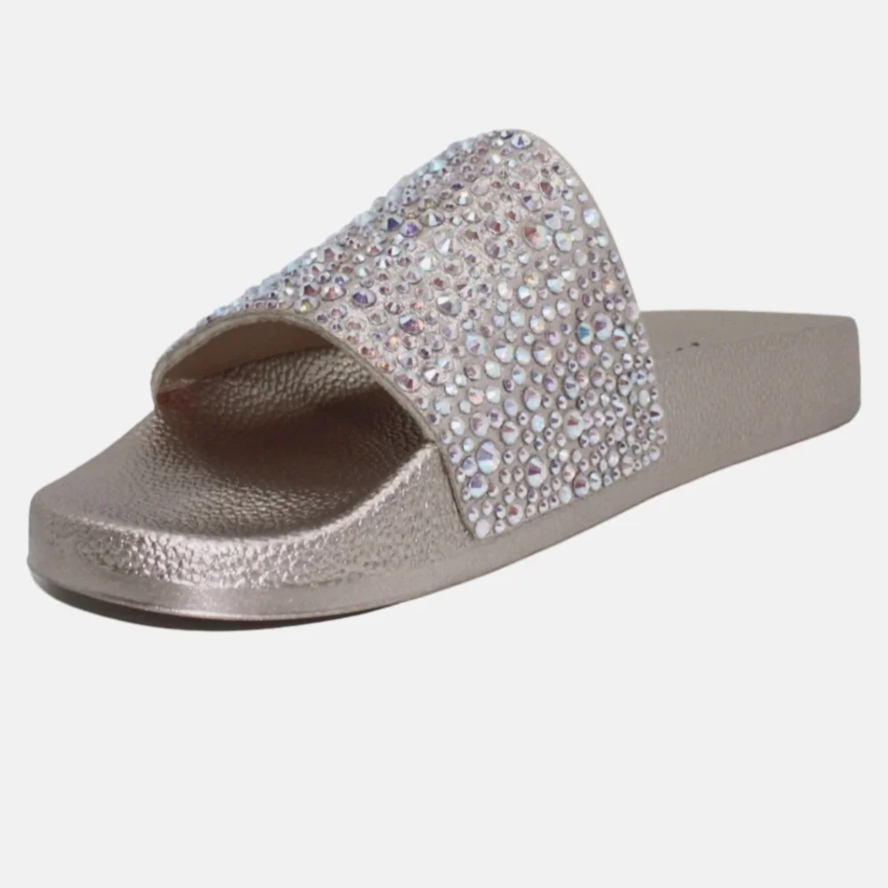 INC Women's Rhinestone Pool Sandal Size 8 Silver - Picture 1 of 3
